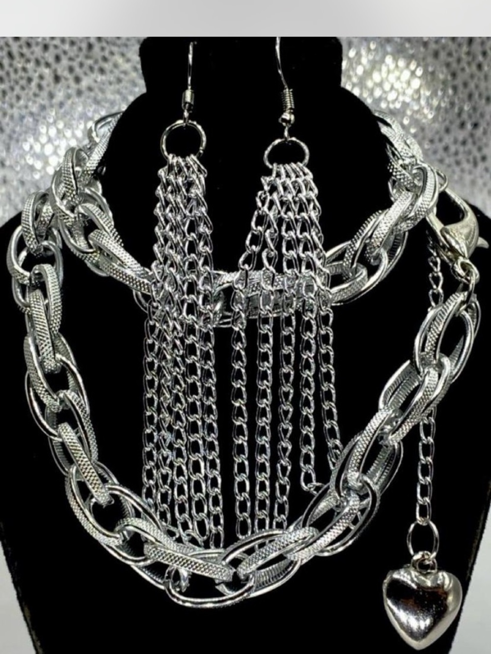 Designer *^* *** Silverwear  ^^^  Custom ^^^ Double wrap Necklace / Earrings *^*